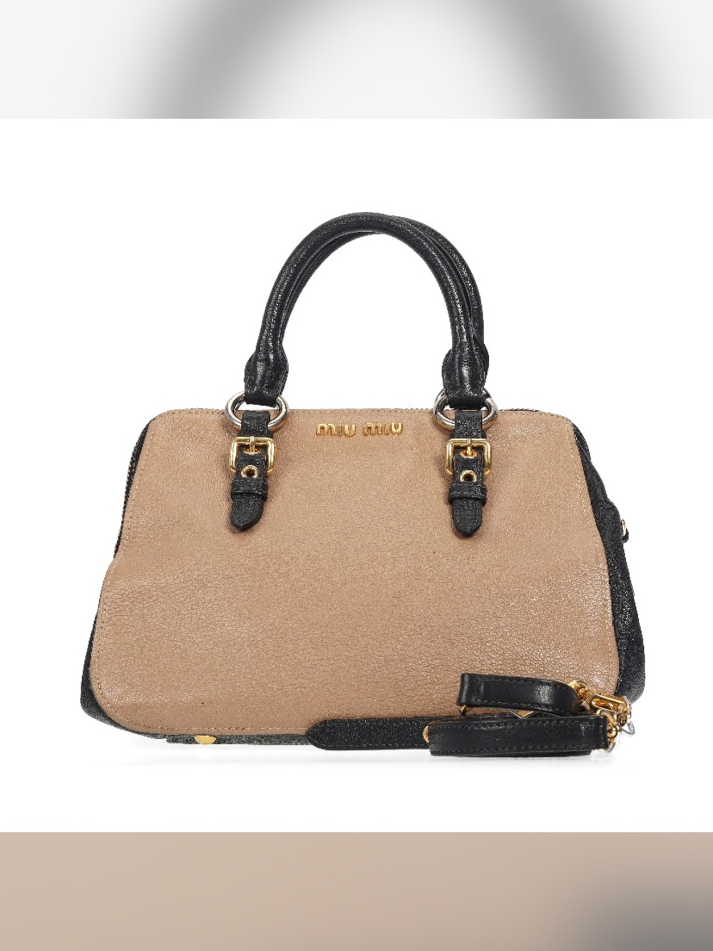 Miu Miu Madras Beige Calfskin Crossbody Bag